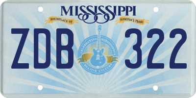 MS license plate ZDB322