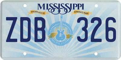 MS license plate ZDB326