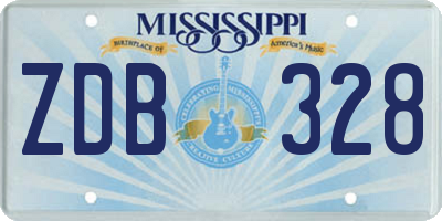 MS license plate ZDB328