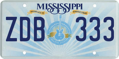 MS license plate ZDB333