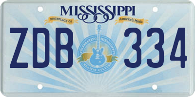 MS license plate ZDB334