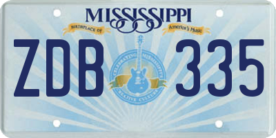 MS license plate ZDB335