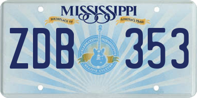 MS license plate ZDB353