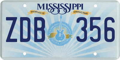 MS license plate ZDB356