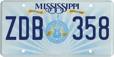MS license plate ZDB358