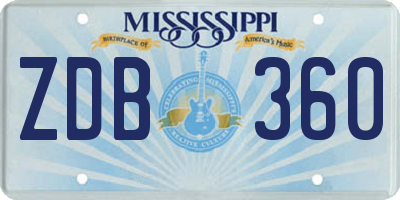 MS license plate ZDB360