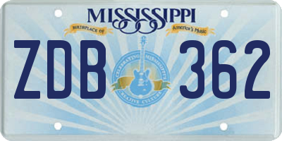 MS license plate ZDB362
