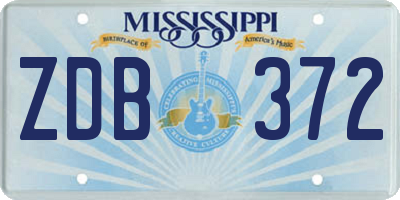 MS license plate ZDB372