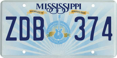 MS license plate ZDB374