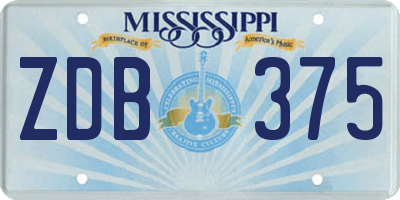 MS license plate ZDB375