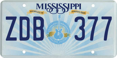 MS license plate ZDB377