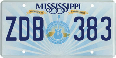 MS license plate ZDB383