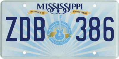 MS license plate ZDB386