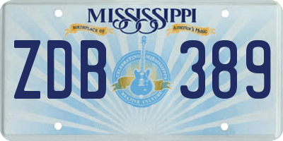 MS license plate ZDB389