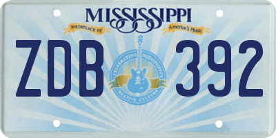 MS license plate ZDB392