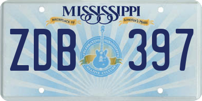 MS license plate ZDB397