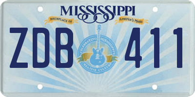 MS license plate ZDB411