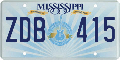 MS license plate ZDB415