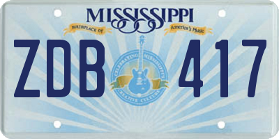 MS license plate ZDB417