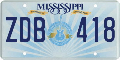 MS license plate ZDB418