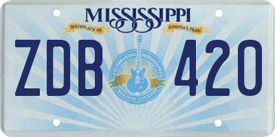 MS license plate ZDB420