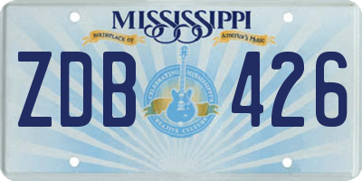 MS license plate ZDB426