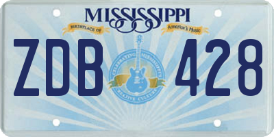 MS license plate ZDB428