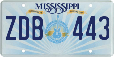 MS license plate ZDB443