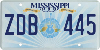MS license plate ZDB445