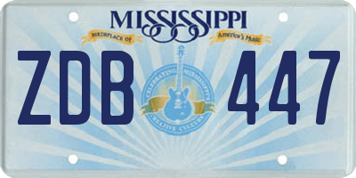 MS license plate ZDB447