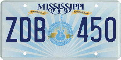 MS license plate ZDB450