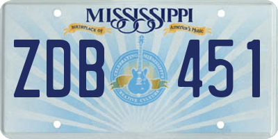 MS license plate ZDB451