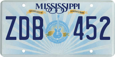 MS license plate ZDB452