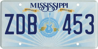 MS license plate ZDB453