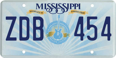 MS license plate ZDB454