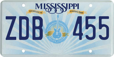 MS license plate ZDB455