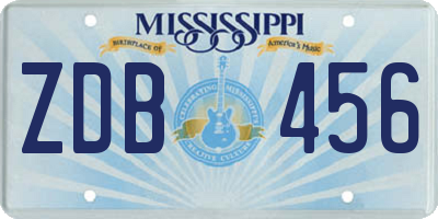 MS license plate ZDB456