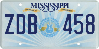MS license plate ZDB458