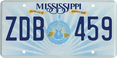MS license plate ZDB459