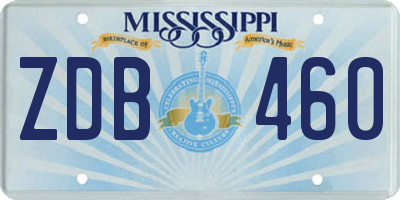 MS license plate ZDB460