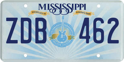 MS license plate ZDB462
