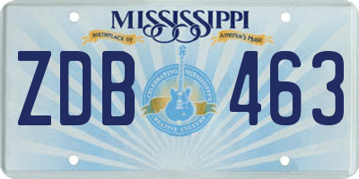MS license plate ZDB463