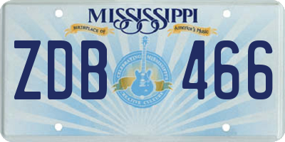 MS license plate ZDB466