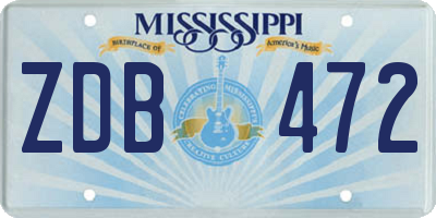 MS license plate ZDB472