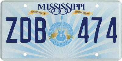 MS license plate ZDB474