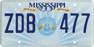 MS license plate ZDB477