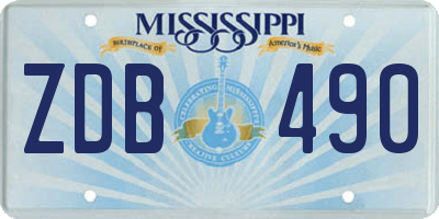 MS license plate ZDB490