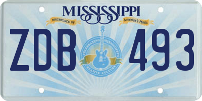 MS license plate ZDB493