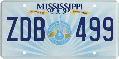 MS license plate ZDB499