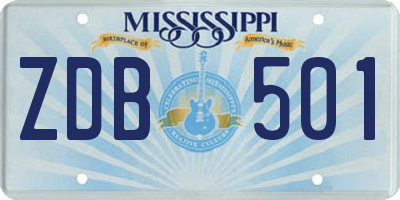 MS license plate ZDB501
